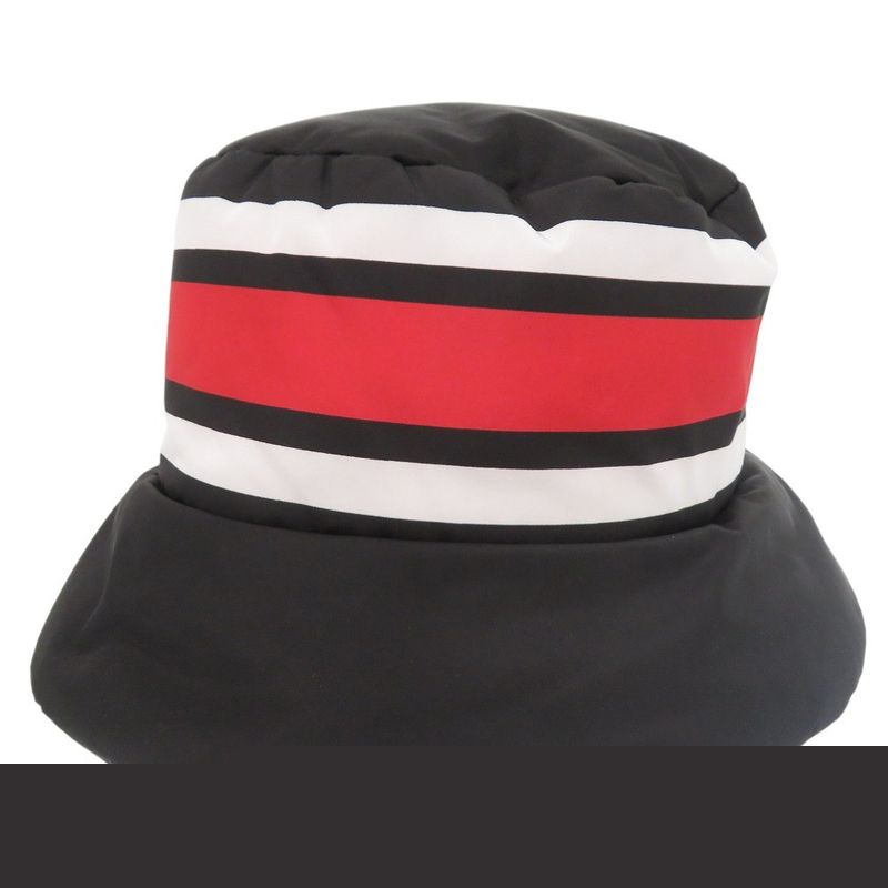 PRADA Re Nylon Logo Print Volume Bucket Hat Polyester Polyamide Black 0673 PRADA