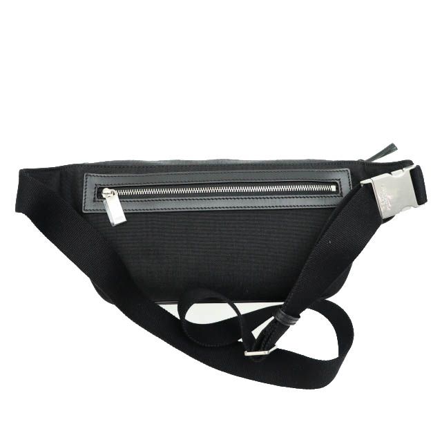 Saint Laurent Paris Logo Canvas Leather Body Waist Bag 557831 Black Used AA•