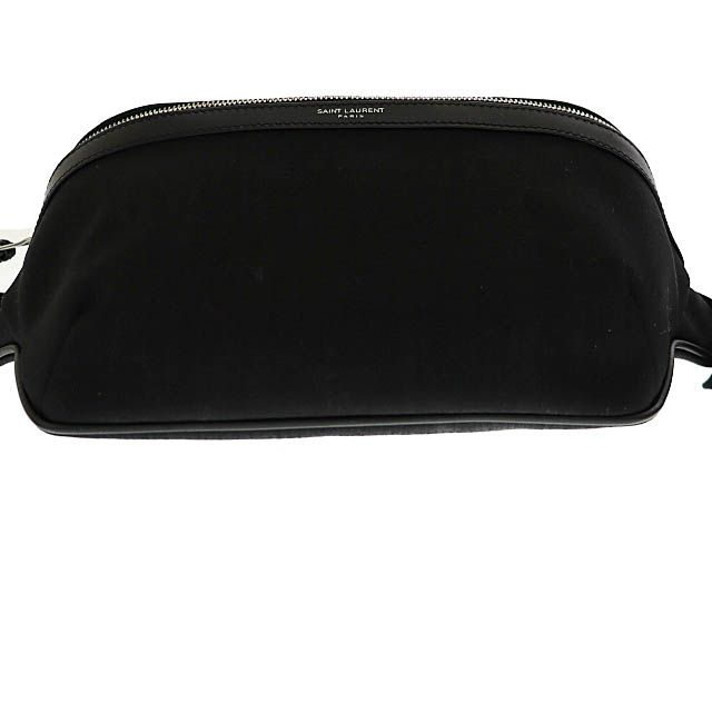 Saint Laurent Paris Logo Canvas Leather Body Waist Bag 557831 Black Used AA•