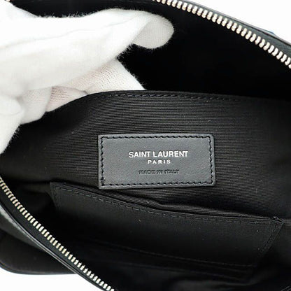 Saint Laurent Paris Logo Canvas Leather Body Waist Bag 557831 Black Used AA•