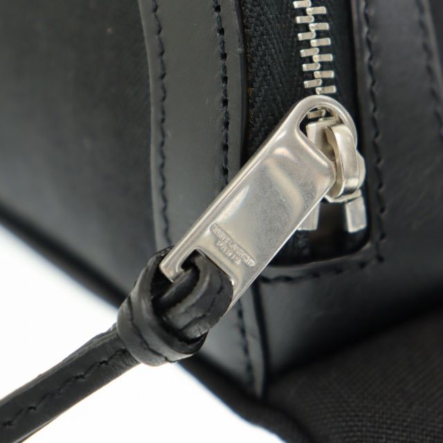 Saint Laurent Paris Logo Canvas Leather Body Waist Bag 557831 Black Used AA•