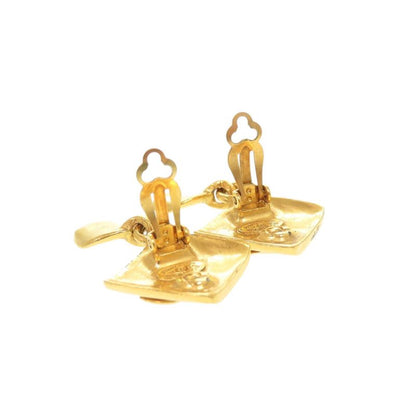 CHANEL Vintage Coco Mark Metal Gold Earring 0267 CHANEL