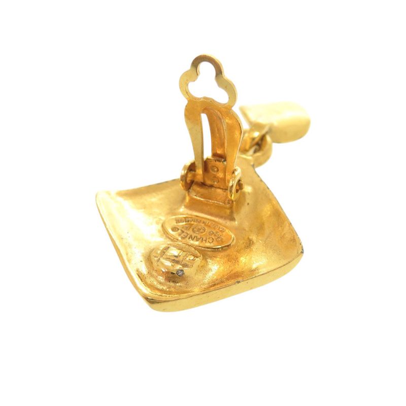 CHANEL Vintage Coco Mark Metal Gold Earring 0267 CHANEL