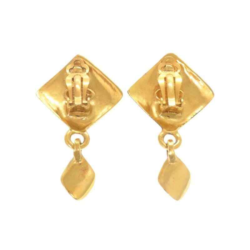 CHANEL Vintage Coco Mark Metal Gold Earring 0267 CHANEL