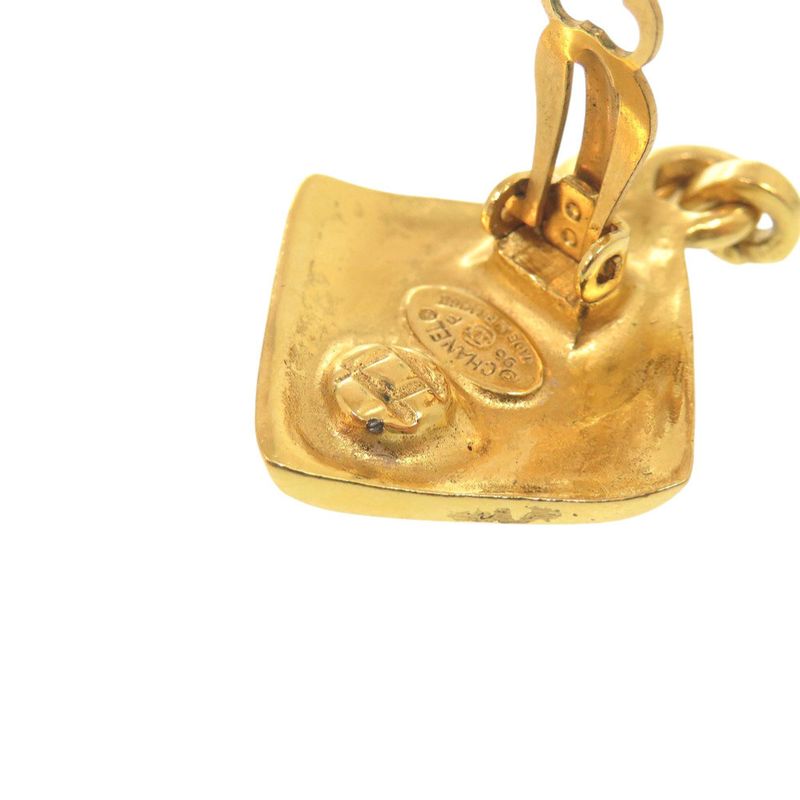 CHANEL Vintage Coco Mark Metal Gold Earring 0267 CHANEL