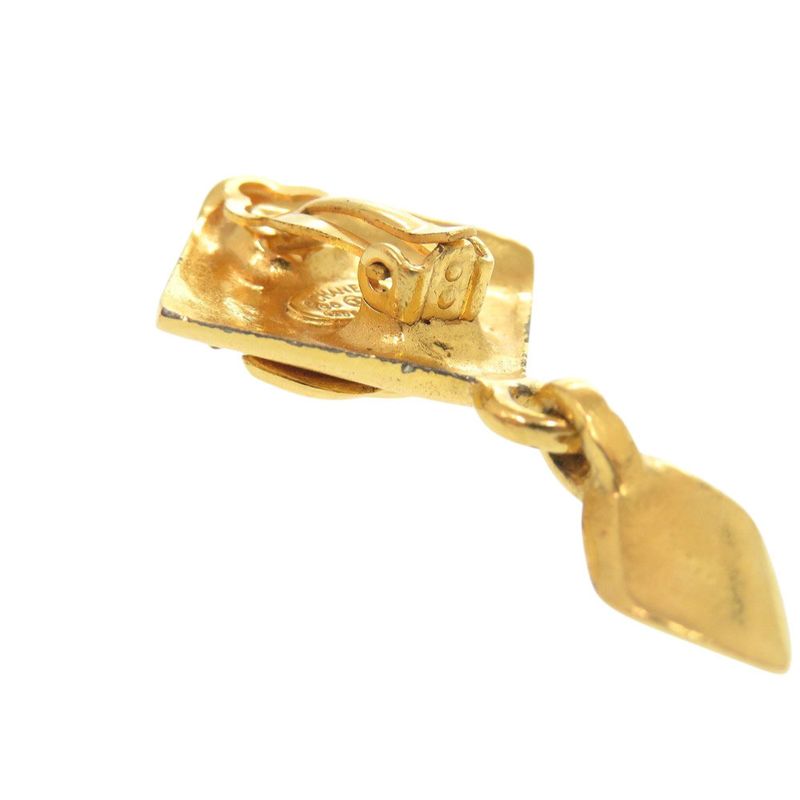 CHANEL Vintage Coco Mark Metal Gold Earring 0267 CHANEL