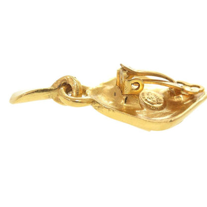 CHANEL Vintage Coco Mark Metal Gold Earring 0267 CHANEL