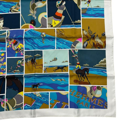 HERMES Carre 90 Scarf Silk Soie Li Love For Silk Multicolor