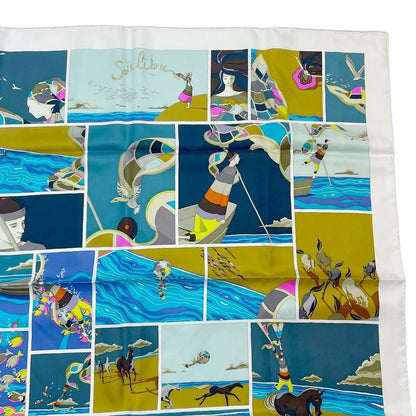 HERMES Carre 90 Scarf Silk Soie Li Love For Silk Multicolor