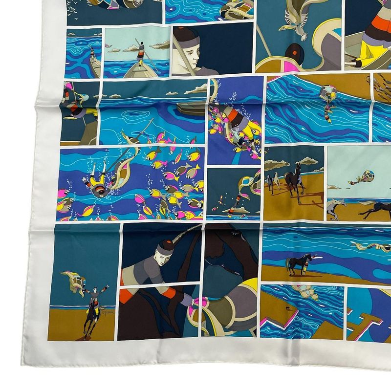HERMES Carre 90 Scarf Silk Soie Li Love For Silk Multicolor