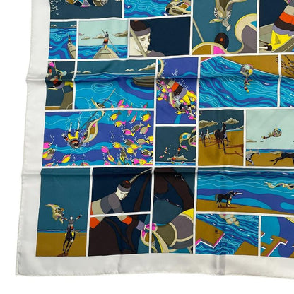 HERMES Carre 90 Scarf Silk Soie Li Love For Silk Multicolor