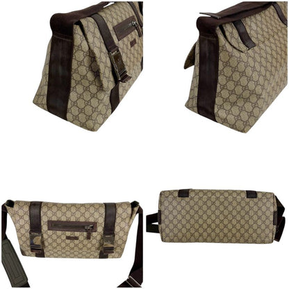 GUCCI Messenger Shoulder Bag GG Supreme Brown Beige Pvcleather