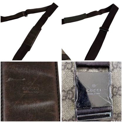 GUCCI Messenger Shoulder Bag GG Supreme Brown Beige Pvcleather