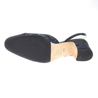 CHANEL Sequins Ring Back Shoes Sandals Navy - 35