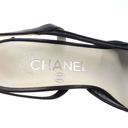 CHANEL Sequins Ring Back Shoes Sandals Navy - 35