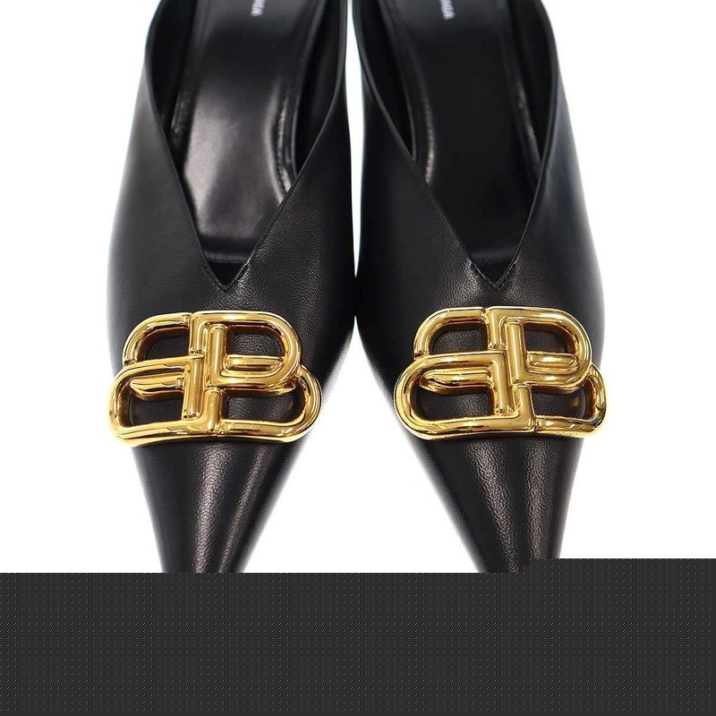 BALENCIAGA BB Square Knife Mule Shoes 614924 Black 40