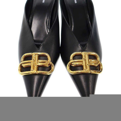 BALENCIAGA BB Square Knife Mule Shoes 614924 Black 40