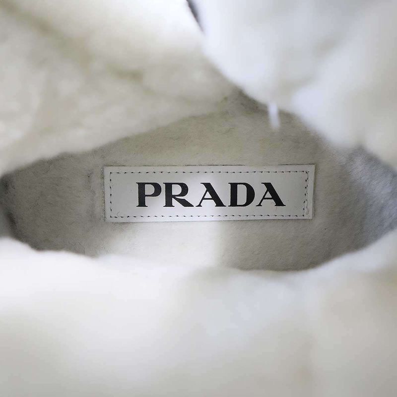 PRADA Suede Shearling Mouthpiece Boots 492 8830 Gray 39