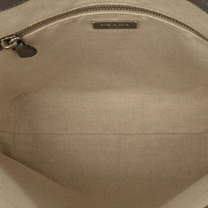 PRADA Triangle Logo Plate Tote Bag Handbag Gray Sapphire Leather Women's PRADA