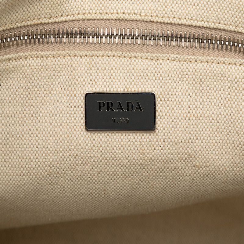 PRADA Triangle Logo Plate Tote Bag Handbag Gray Sapphire Leather Women's PRADA