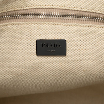 PRADA Triangle Logo Plate Tote Bag Handbag Gray Sapphire Leather Women's PRADA