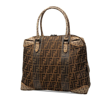 FENDI Zucca Tote Bag Handbag 8bl096 Brown Beige Canvas Leather Women's FENDI
