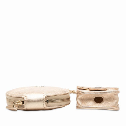 CHANEL Coco Mark Matelasse Coin Case Airpods Case Gold Leather Women's CHANEL