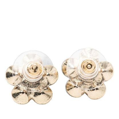 CHANEL Coco Mark Flower Motif Gold Plated Rhinestone Women's CHANEL