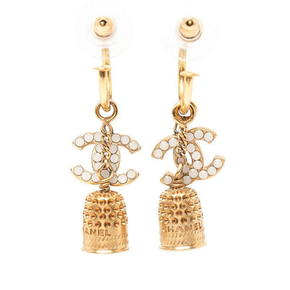 CHANEL Coco Mark Belmo Chief Hoop Earrings Gold Plated Ladies CHANEL