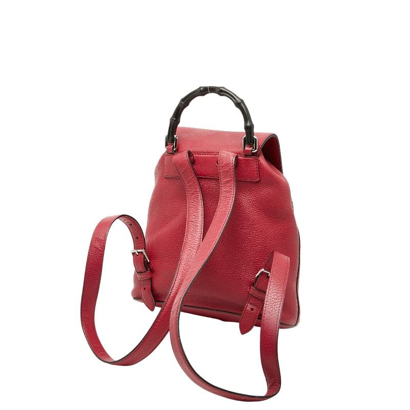 GUCCI Bamboo Rucksack Backpack 387149 Red Leather Women's GUCCI