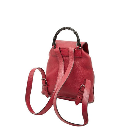 GUCCI Bamboo Rucksack Backpack 387149 Red Leather Women's GUCCI