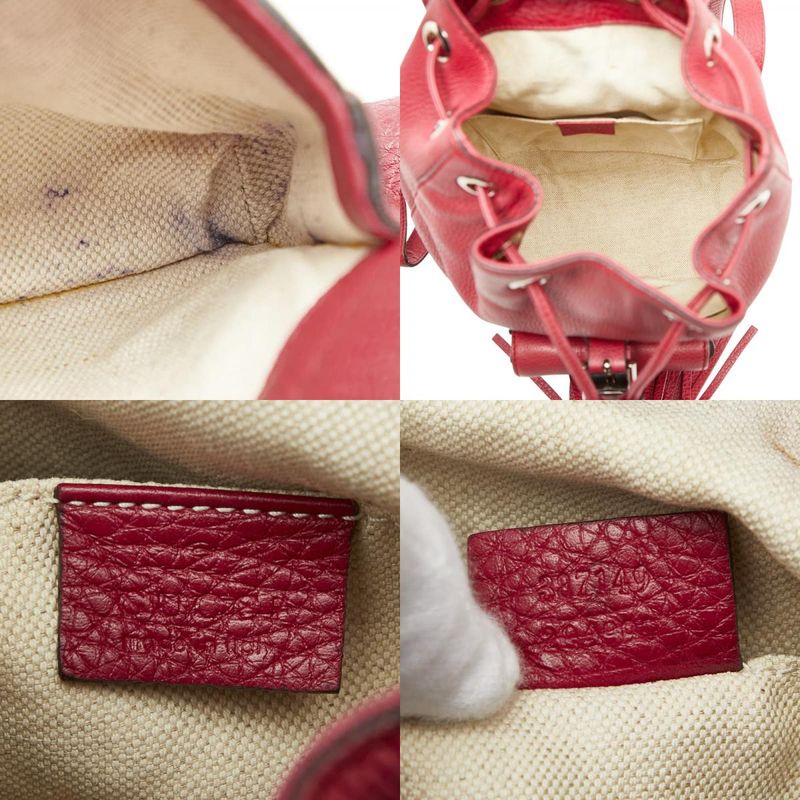 GUCCI Bamboo Rucksack Backpack 387149 Red Leather Women's GUCCI