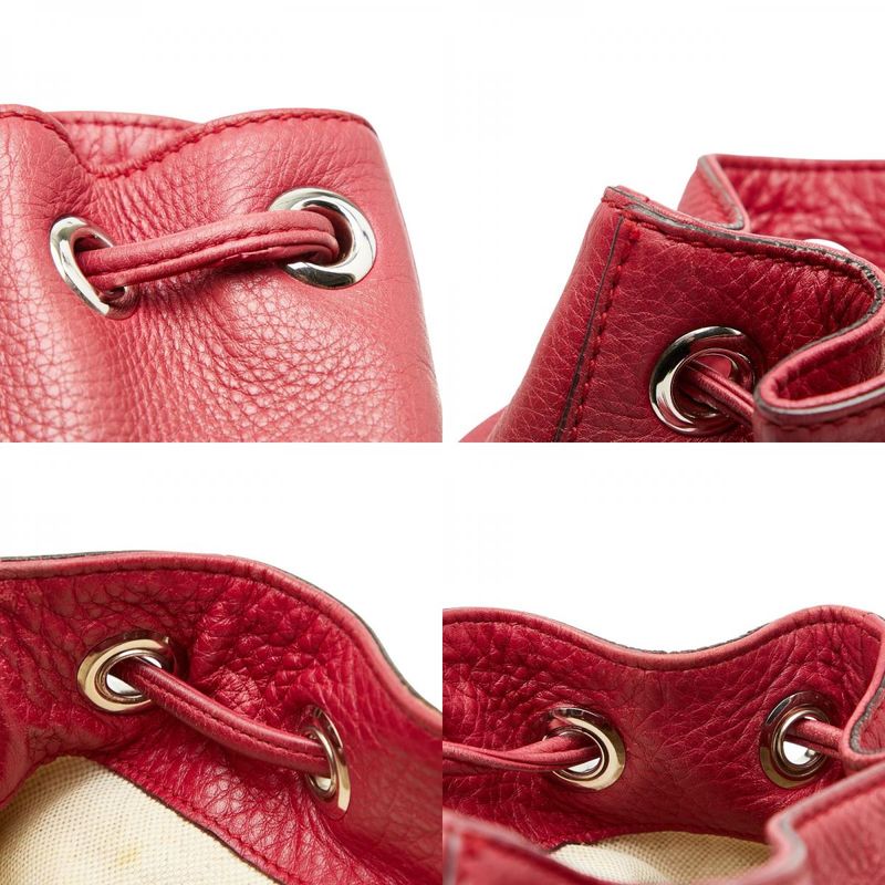 GUCCI Bamboo Rucksack Backpack 387149 Red Leather Women's GUCCI