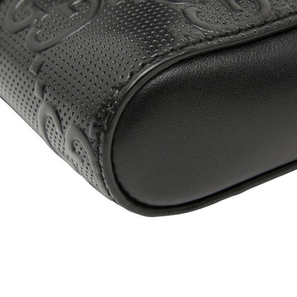GUCCI GG Embossed Waist Bag Waist Pouch 631339 Black Leather Women's GUCCI
