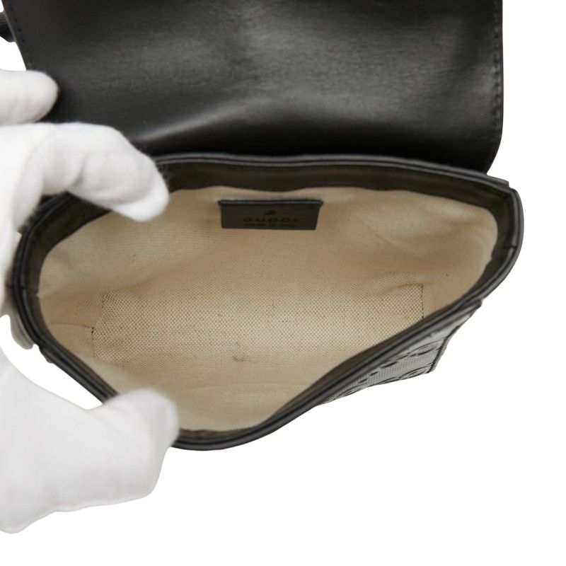 GUCCI GG Embossed Waist Bag Waist Pouch 631339 Black Leather Women's GUCCI