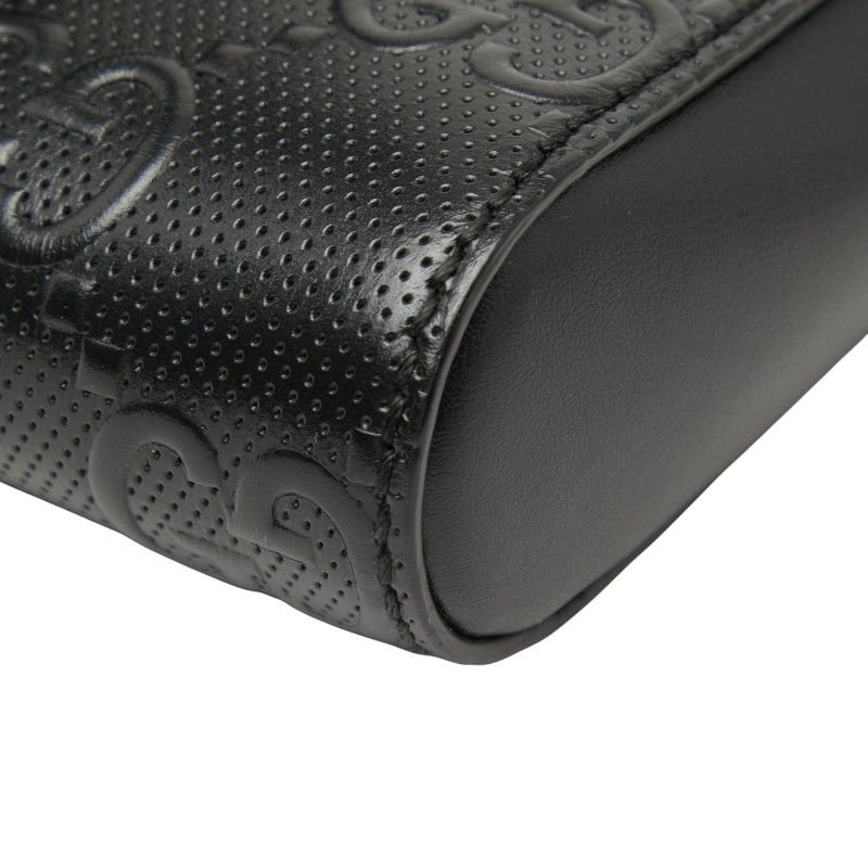 GUCCI GG Embossed Waist Bag Waist Pouch 631339 Black Leather Women's GUCCI