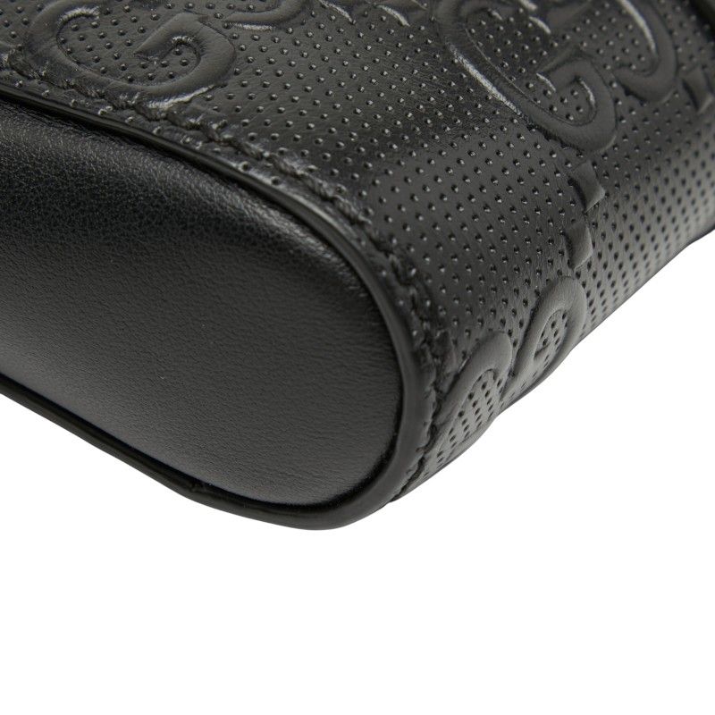 GUCCI GG Embossed Waist Bag Waist Pouch 631339 Black Leather Women's GUCCI