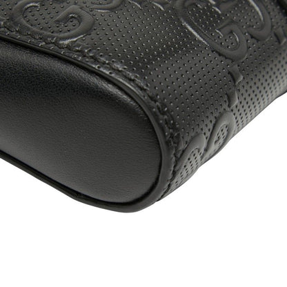 GUCCI GG Embossed Waist Bag Waist Pouch 631339 Black Leather Women's GUCCI