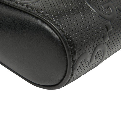 GUCCI GG Embossed Waist Bag Waist Pouch 631339 Black Leather Women's GUCCI