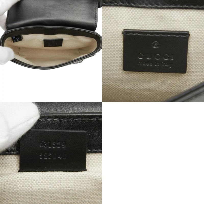 GUCCI GG Embossed Waist Bag Waist Pouch 631339 Black Leather Women's GUCCI