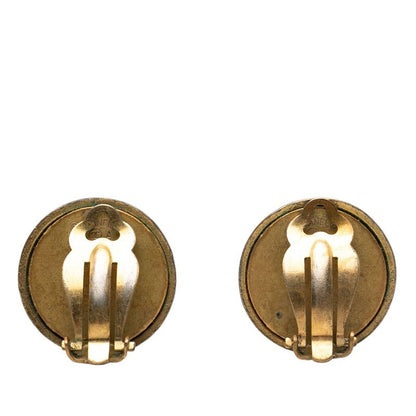 CHANEL Vintage Logo Gold Black Plated Ladies CHANEL