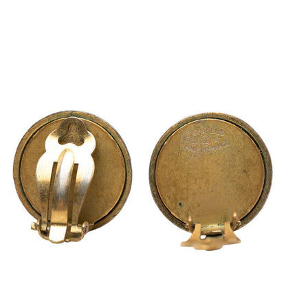 CHANEL Vintage Logo Gold Black Plated Ladies CHANEL