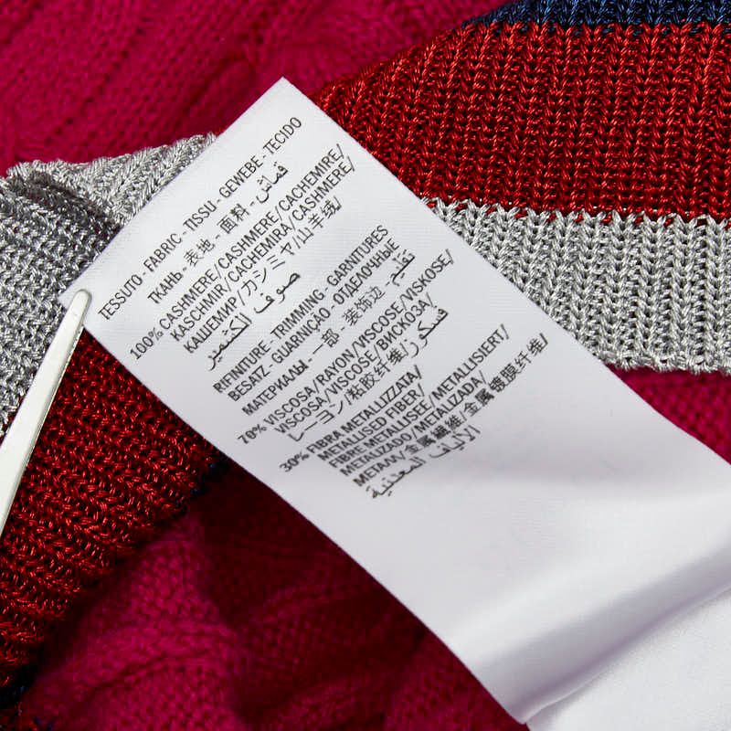 GUCCI Sherry Line Cable Sweater Knit Size L Purple Cashmere Rayon Metal Fiber
