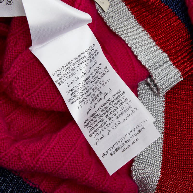 GUCCI Sherry Line Cable Sweater Knit Size L Purple Cashmere Rayon Metal Fiber