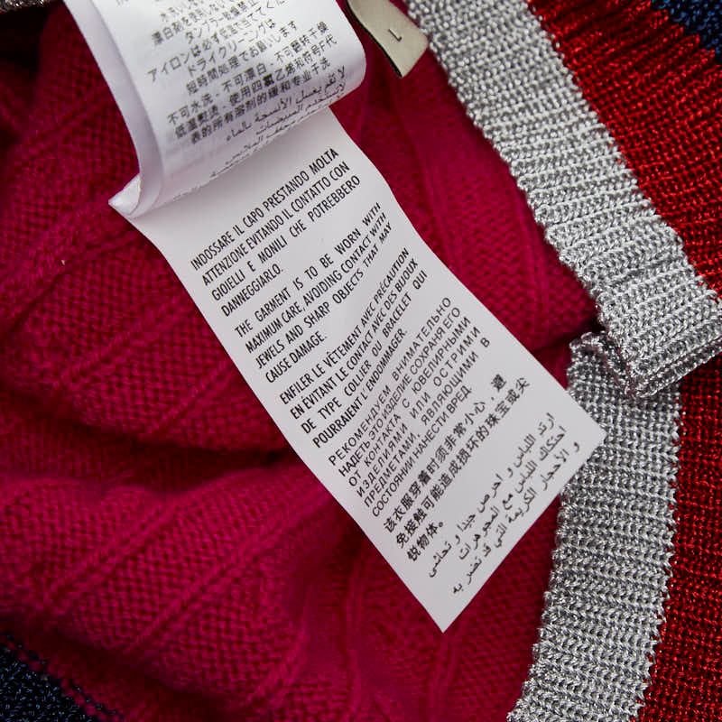 GUCCI Sherry Line Cable Sweater Knit Size L Purple Cashmere Rayon Metal Fiber