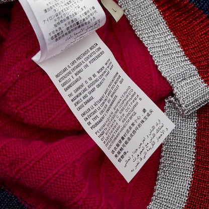 GUCCI Sherry Line Cable Sweater Knit Size L Purple Cashmere Rayon Metal Fiber