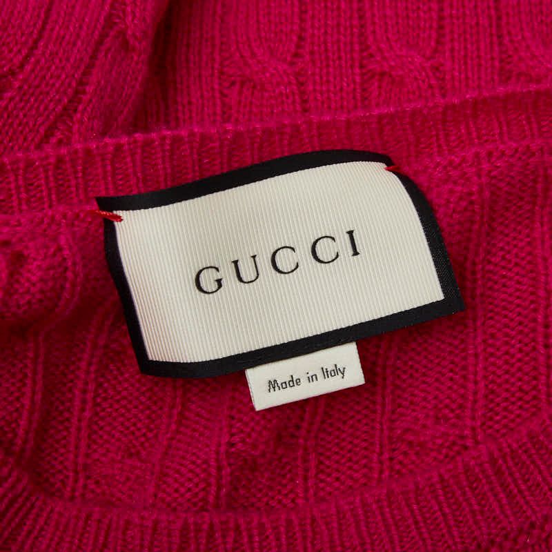 GUCCI Sherry Line Cable Sweater Knit Size L Purple Cashmere Rayon Metal Fiber