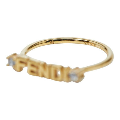 FENDI Logo Ring M Gold Plated Crystal Ladies FENDI