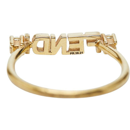 FENDI Logo Ring M Gold Plated Crystal Ladies FENDI