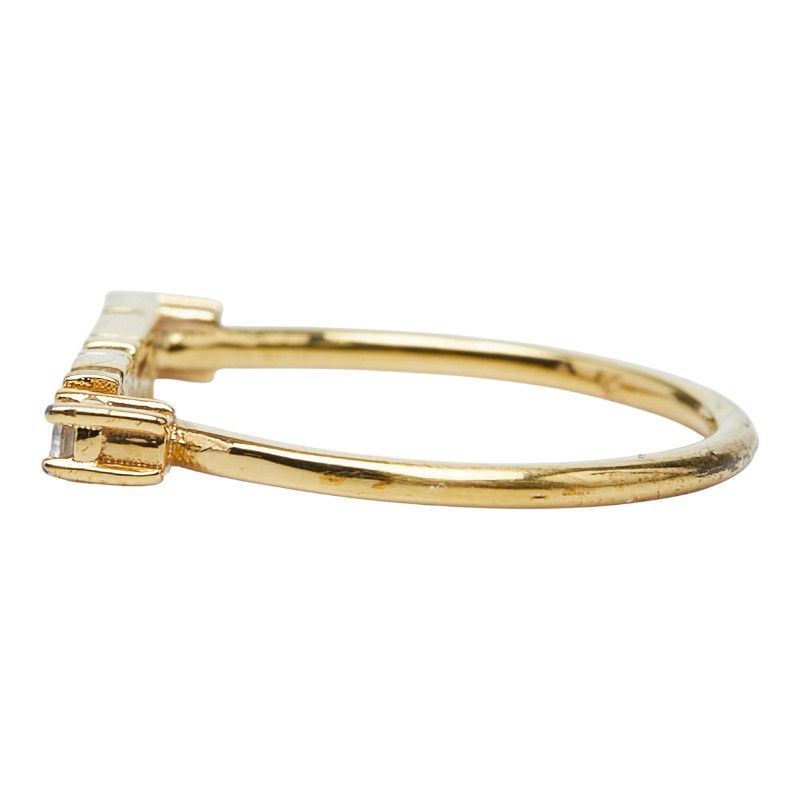 FENDI Logo Ring M Gold Plated Crystal Ladies FENDI